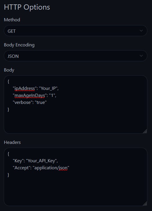 Uptime Kuma HTTP Options for AbuseIPDB API check