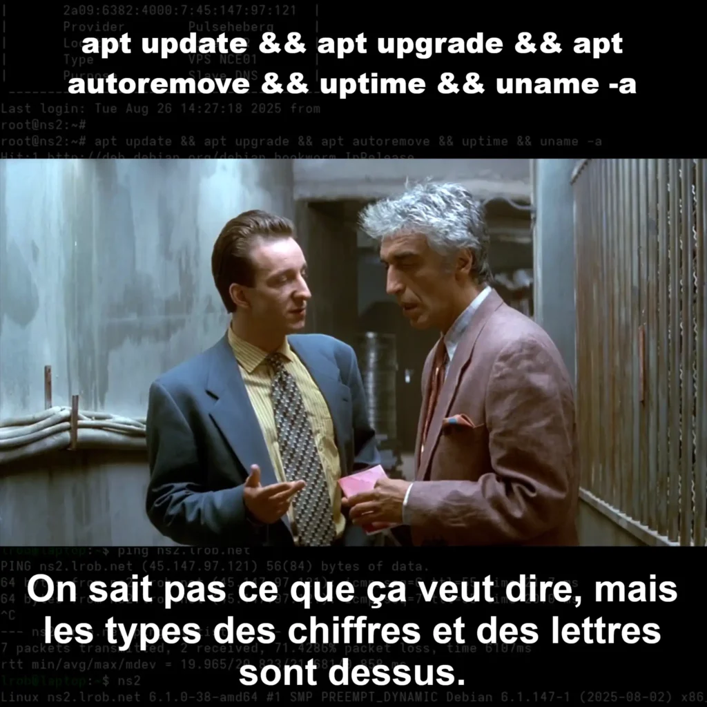 Politique de mise à jour : comande apt update - Ref cité de la peur "On sait pas ce que ça veut dire mais les types des chiffres et des lettres sont dessus".
